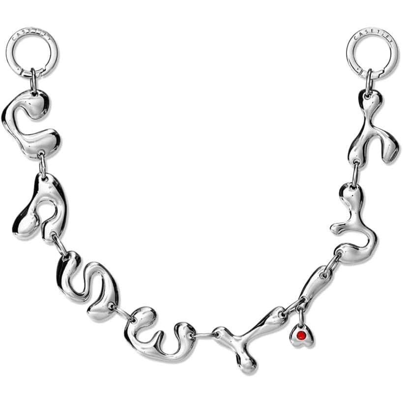 Chaveiro CASETiFY Charm - Laço Metálico/Pérola Clássica/Prata Brilhante/Corrente em Cubo C/Vitamina C/Estrela Brilhante/