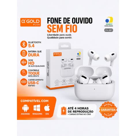 Fone Bluetooth Sem Fio FN-BX3 TWS Premium Som Imersivo