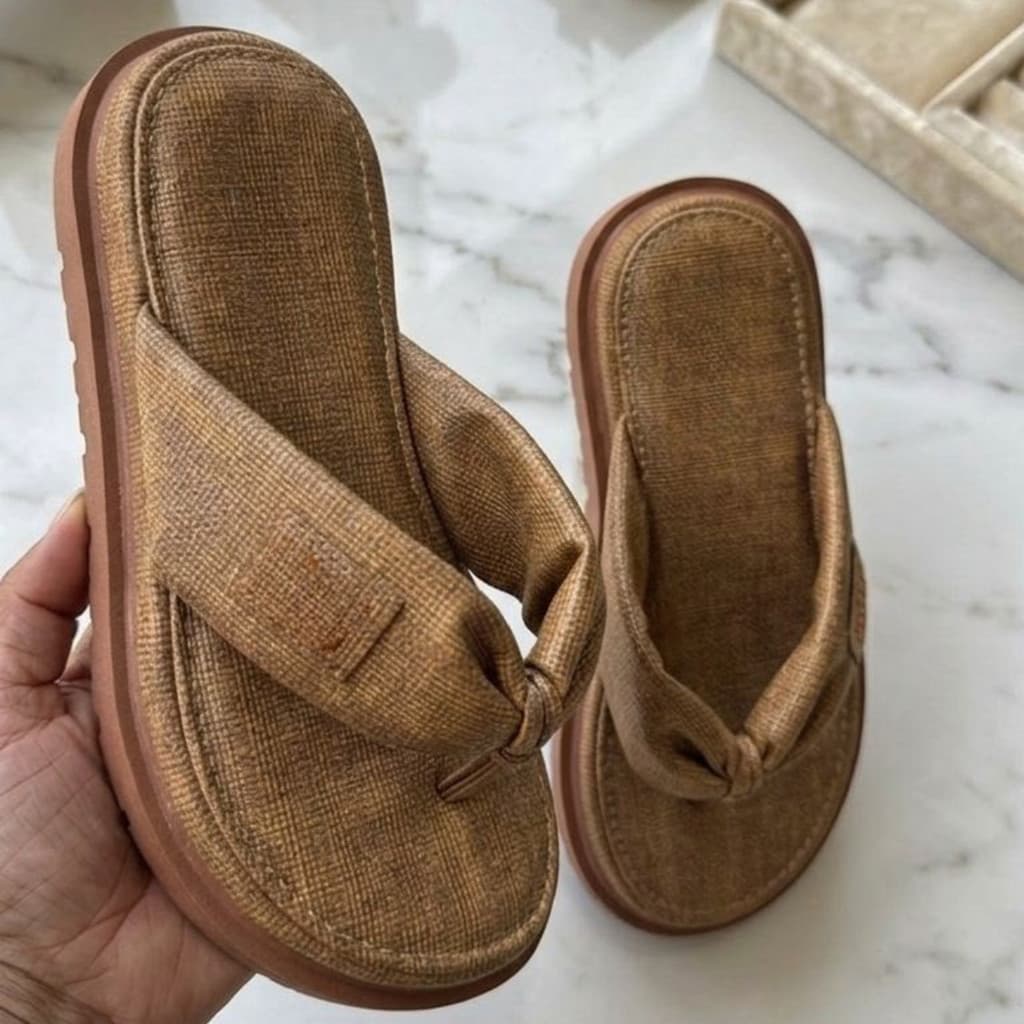 Chinelo Feminino Dedo Laço Nó Frontal Solado Alto Plataforma Antiderrapante Praia Casual Dia a Dia