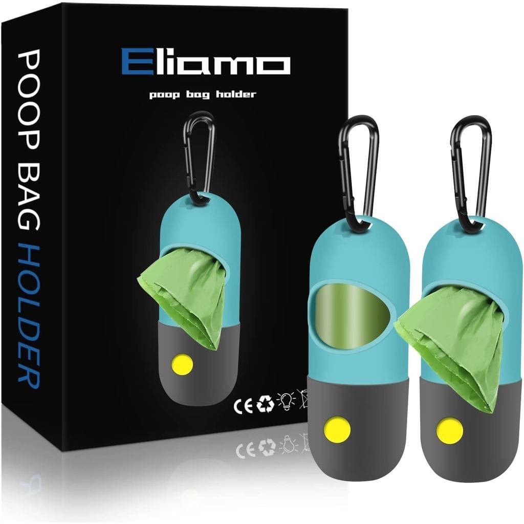 2 Dispensadores de Sacos para Dejetos de Cães com Lanterna LED Integrada, para Sacos de Lixo de Animais de Estim
