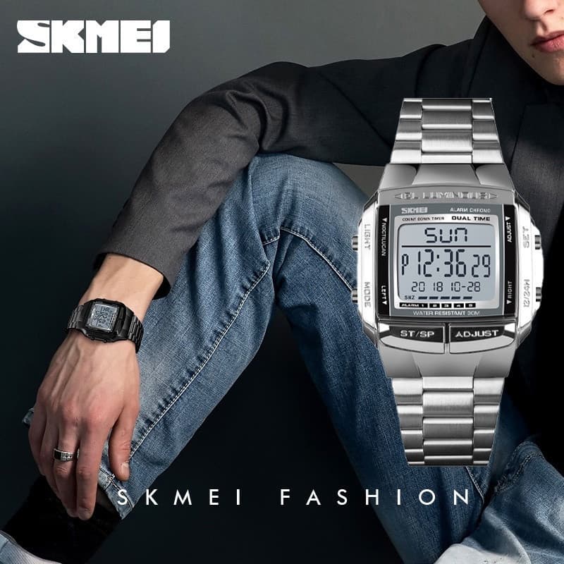 Relógio Esportivo Masculino SKMEI 1381, Display Digital, com Alarme e Função de Contagem Regressiva, Mostrador de Vidro