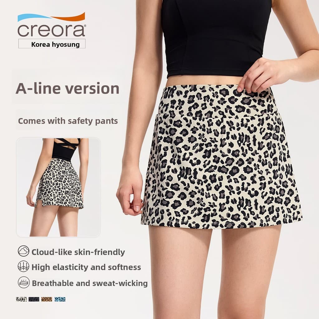 Saia esportiva feminina de secagem rápida A linha Anti-exposição leopardo impressão tênis Badminton correndo Fitness Yog