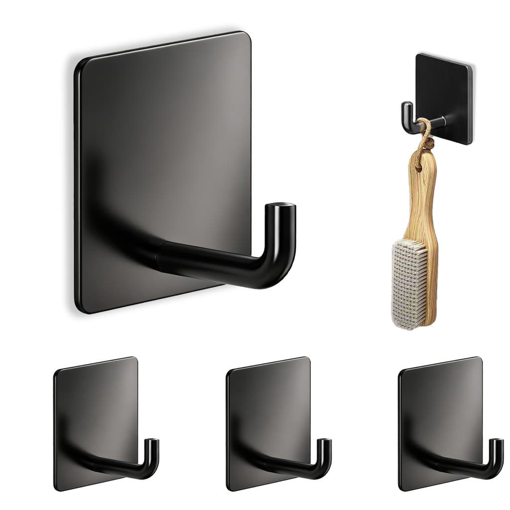 Kit 4 Gancho Adesivo Parede Inox Suporte Toalhas Roupas Aço Sem Furo Fixação Resistente