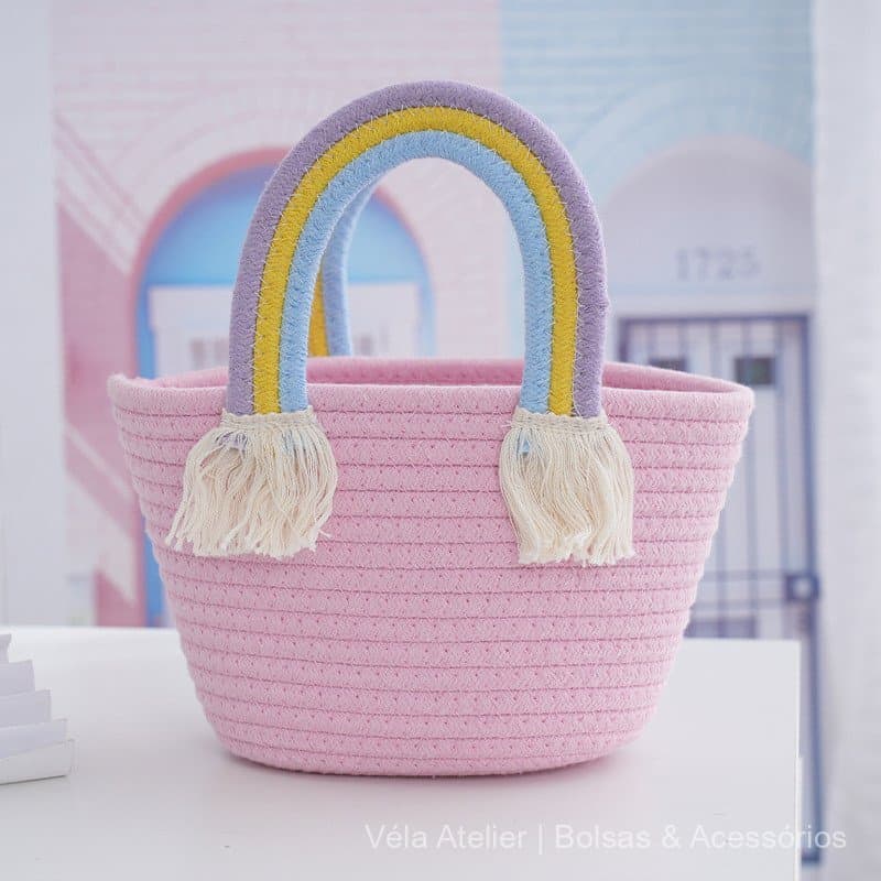 Bolsa Tote Feminina de Poliéster Trançada para Faculdade e Trabalho Estilo Minimalista
