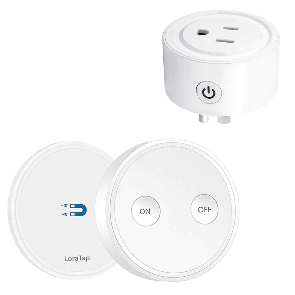 Tomada Sem Fio LoraTap - Controle Remoto Redondo Ergonômico (Empunhadura Confortável!) + Base Magnética para Parede - Fi