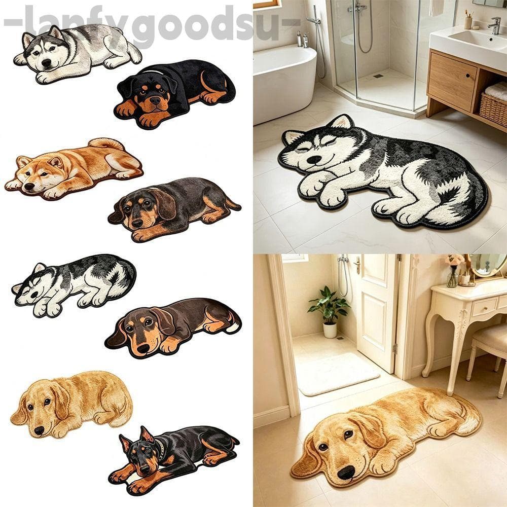 LANFYGOODS Tapete Animal De Desenho Animado , Lavável Em Forma De Cachorro Com Absorção De Água De Cabeceira Macio Antid