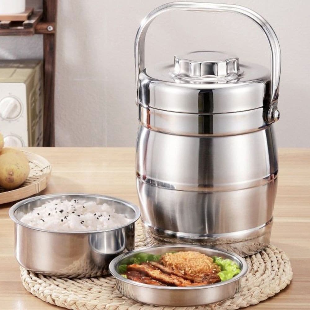 Frasco Térmico Para Alimentos , Lancheira Térmica Com Alça Dobrável De Grande Capacidade , Pote Isolado Selado De Aço In