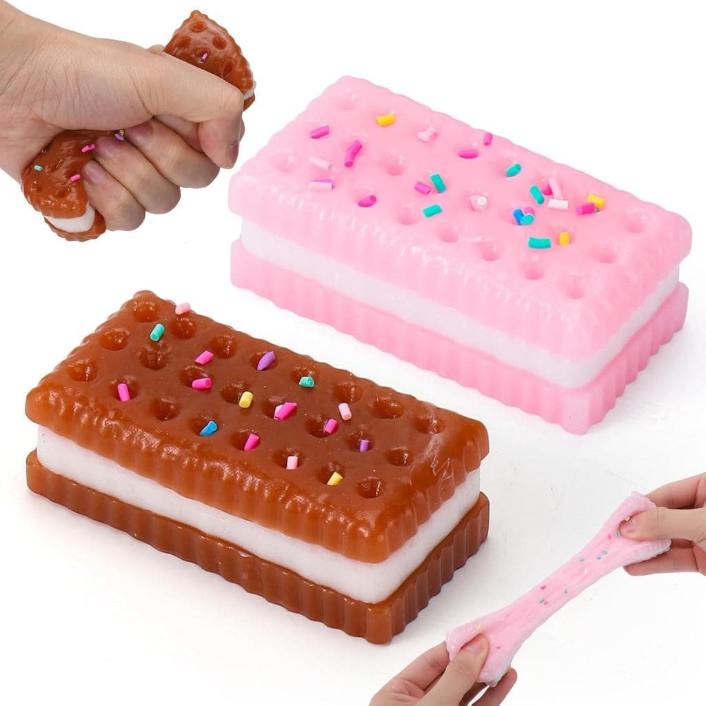 Brinquedo Antiestresse de Silicone Vodolo, Conjunto de 2 Peças em Forma de Biscoito, Brinquedo Antiestresse Macio para A