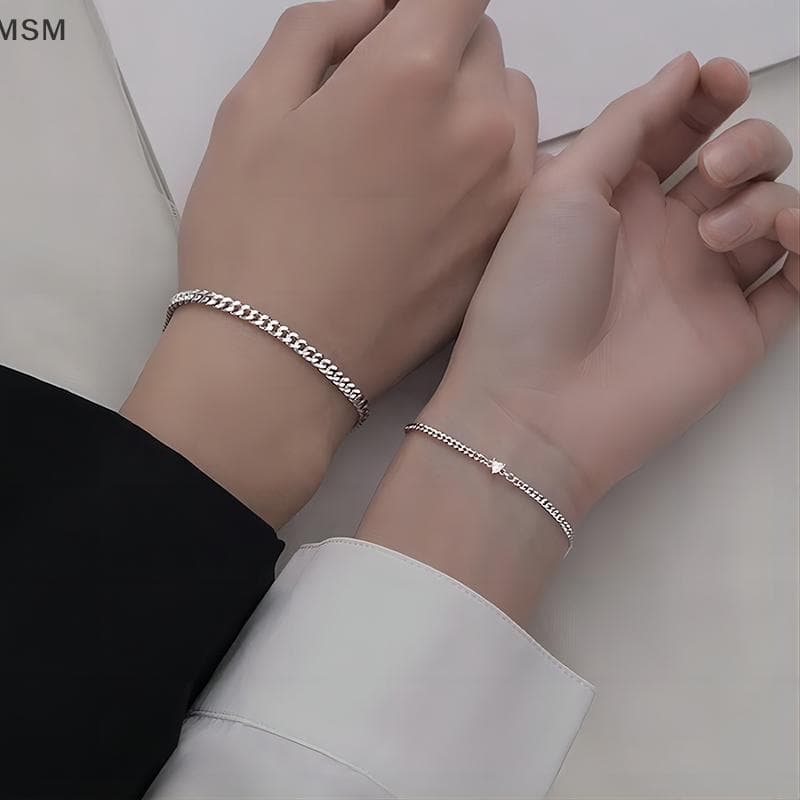 [MSM] 2 Peças Pulseira Delicada De Moda Simples Para Casal Unissex Advanced Sense Heart Pulseiras Acessórios De Joias Pr