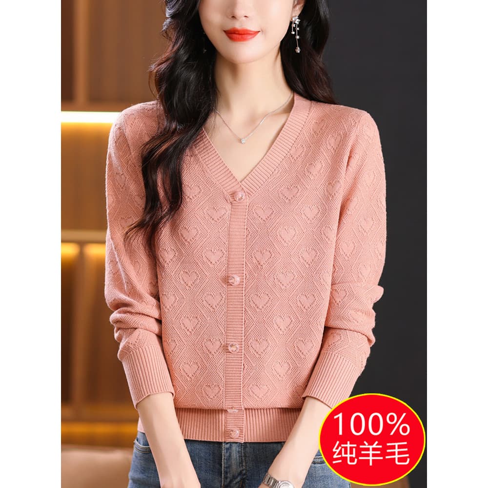Yanfu suéter feminino com decote em V suéter pulôver Top primavera outono novo estilo camisa de fundo de lã solta suéter