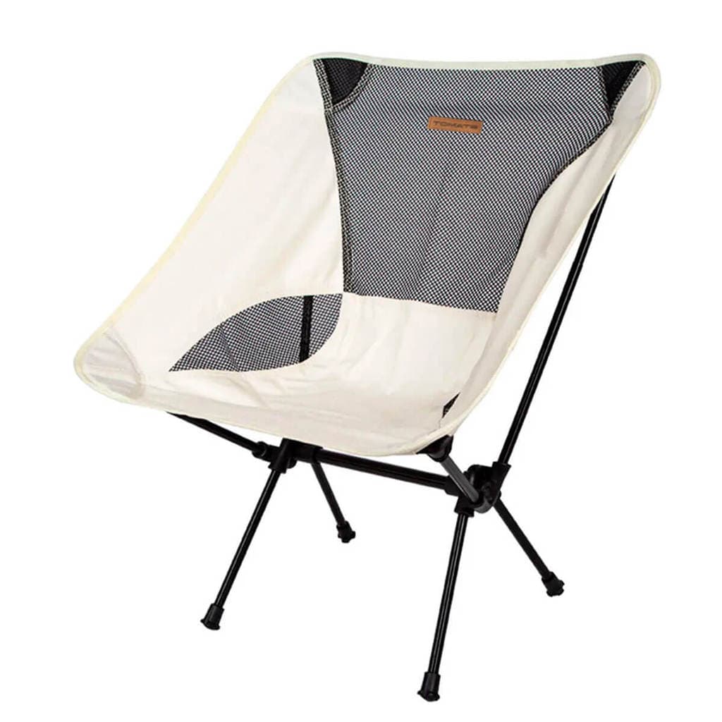 Cadeira Dobrável Camping Pesca Bege Tela Suporta 140kg Portátil Confortável Lazer