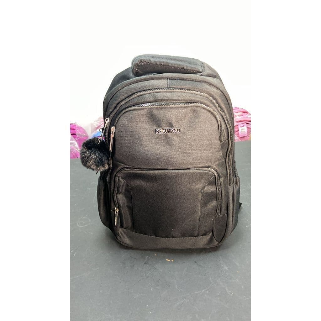 Mochila Feminina Preta 18 Polegadas Casual Escolar Faculdade Trabalho com Bolsos.