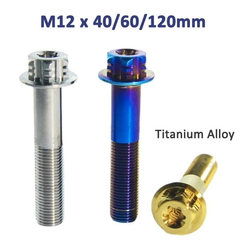 1 Peça Parafuso De Titânio M12 X 40/60/120mm Picth 1.25 Modificação De Reparo De Motocicleta Parafusos De Amortecimento