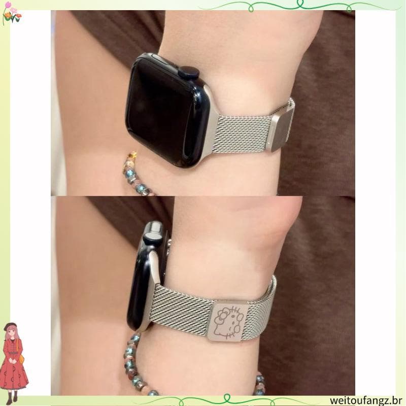 Gato fino Milan KT adequado para applewatch11 Milan pulseira de Metal Xiaomi 89Pro Huawei Fit4/3