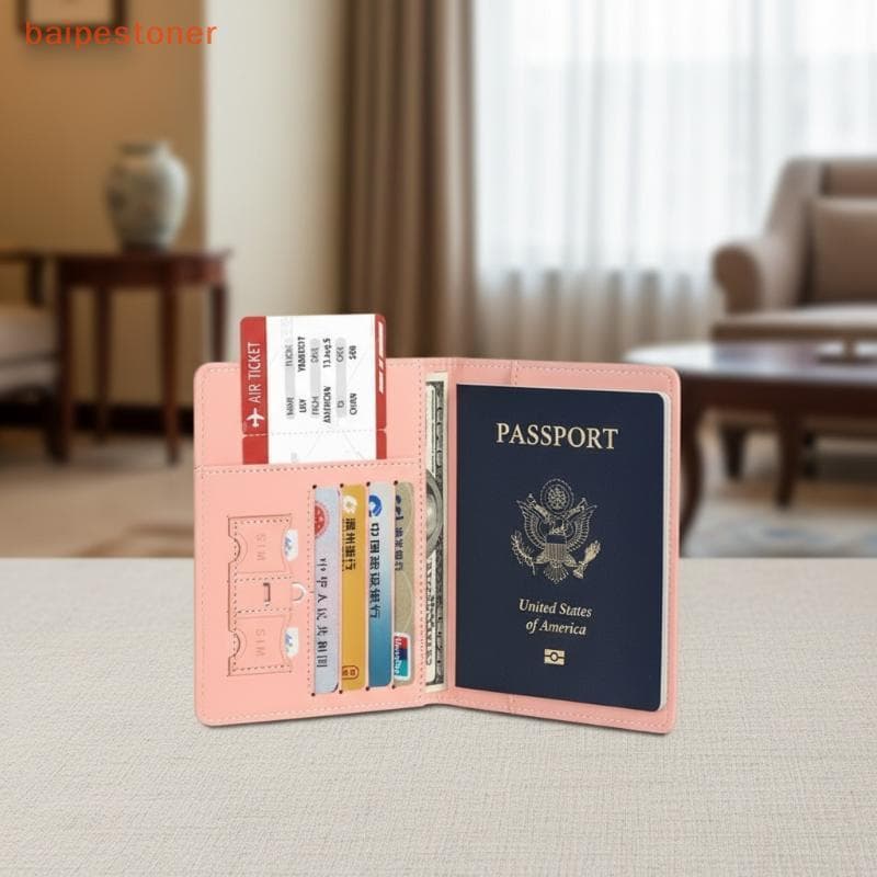[baipestoner] Estojo De Viagem Para Porta-Passaporte À Prova D'água Em Couro PU Com Vários Compartimentos Cartões Viagen