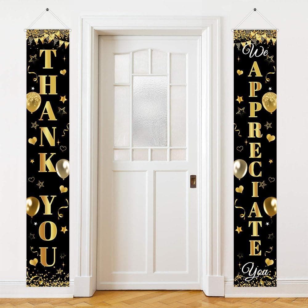 Banner de Agradecimento Avezano: Agradecemos Você - Decorações para Funcionários e Professores - Banner de Porta com Men