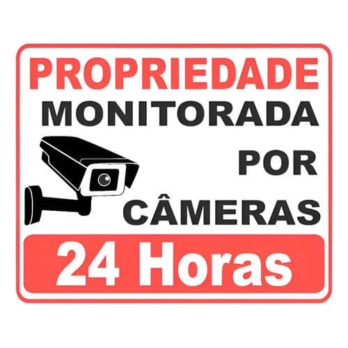 Adesivo Propriedade Monitorada 24h Câmeras Segurança 30x20