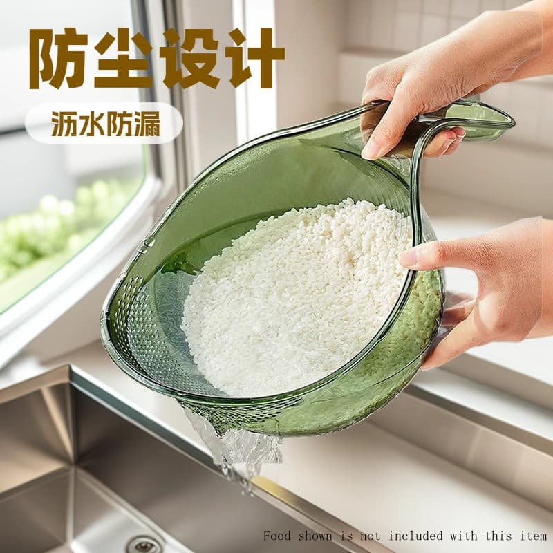 Com alça cesta de drenagem de arroz transparente cozinha multigrãos limpeza recipiente de filtro de água