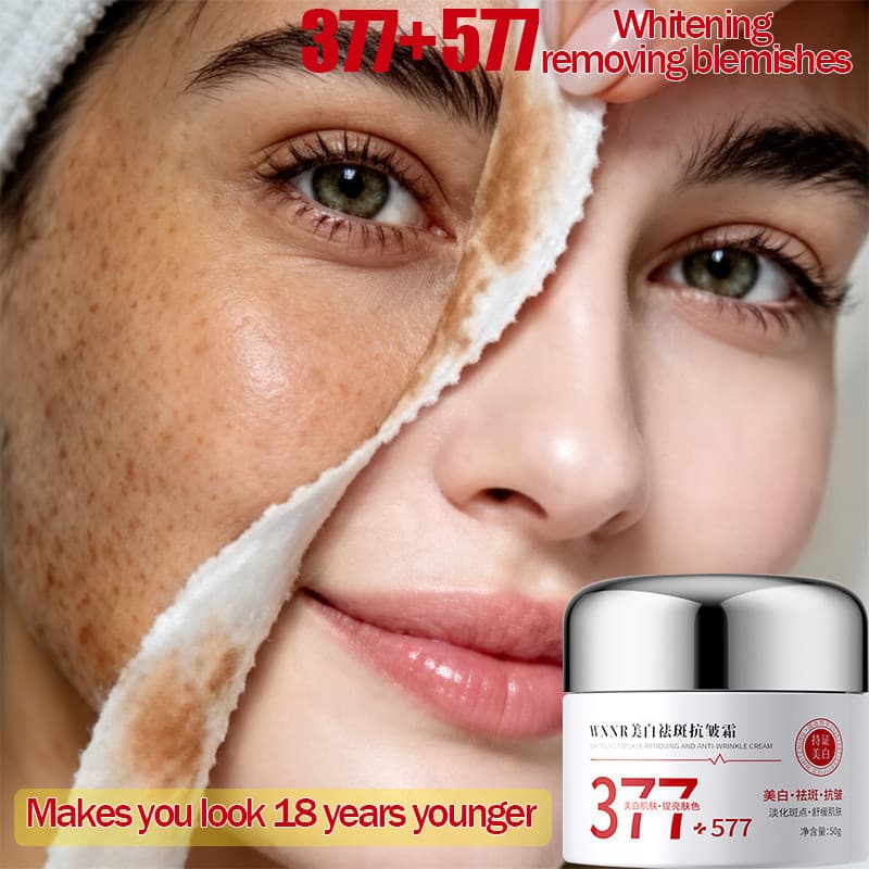 377 + 577 Creme Antienvelhecimento Ilumina A Pele , Reduz Desbotamento , Sardas , Controla Melanina Facial 50g