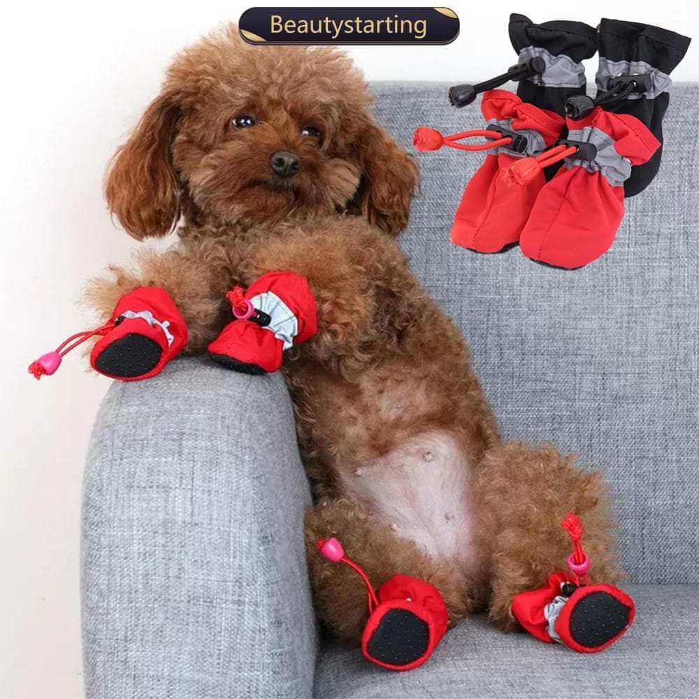 BEAUTYSTARTING 4 Pcs À Prova D'água Antiderrapante Sapatos Para Cães De Estimação Chuva Botas De Neve Protetor De Pata A