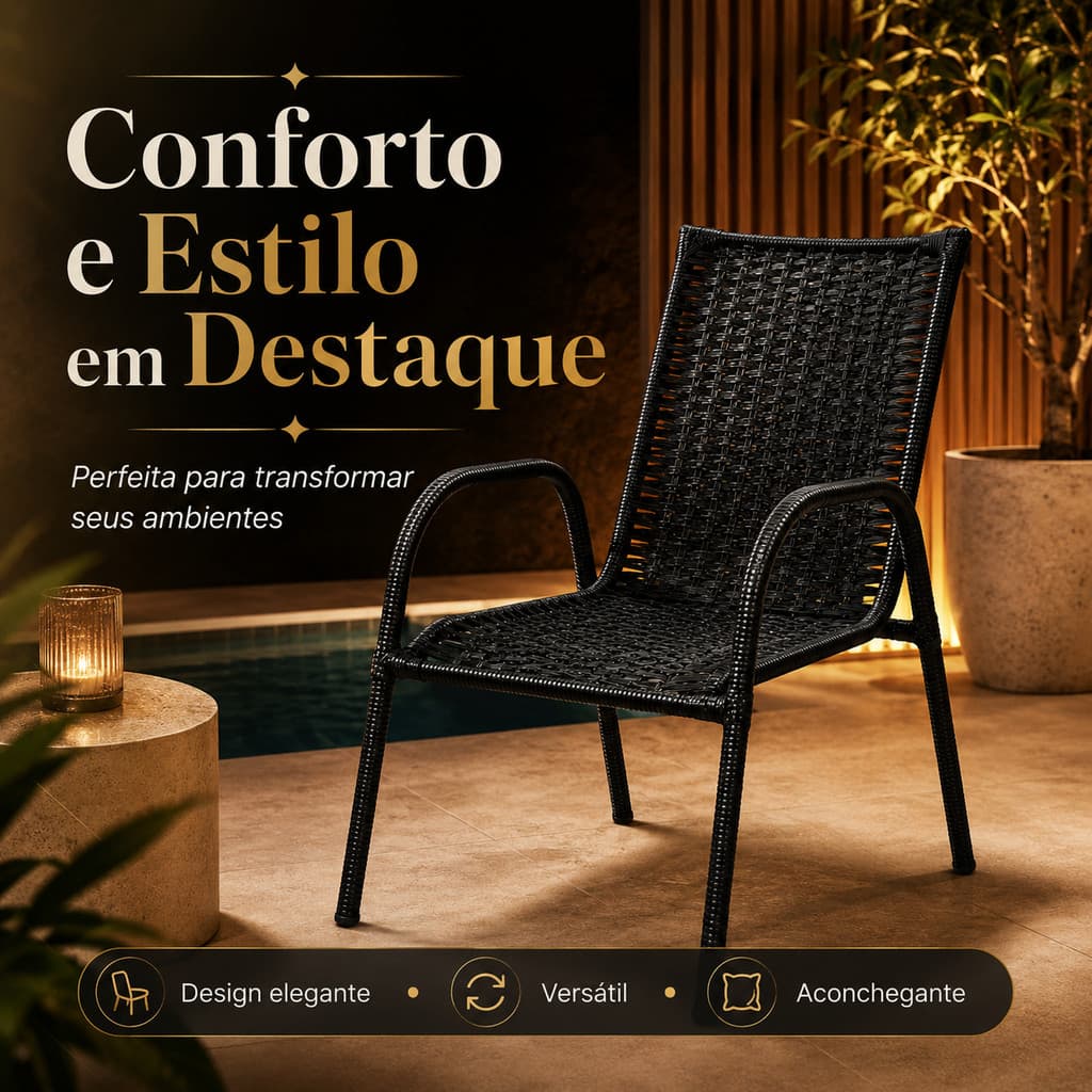 Cadeiras de Varanda em Junco Preto Para Jardim Sala Externo