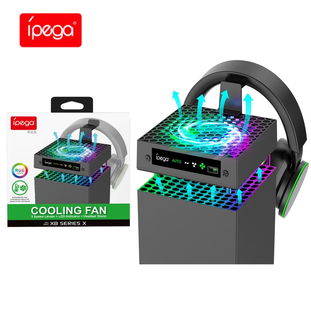 Adequado para Console de jogos Xbx Series X Ventilador de resfriamento com controle de temperatura com fone de ouvido co