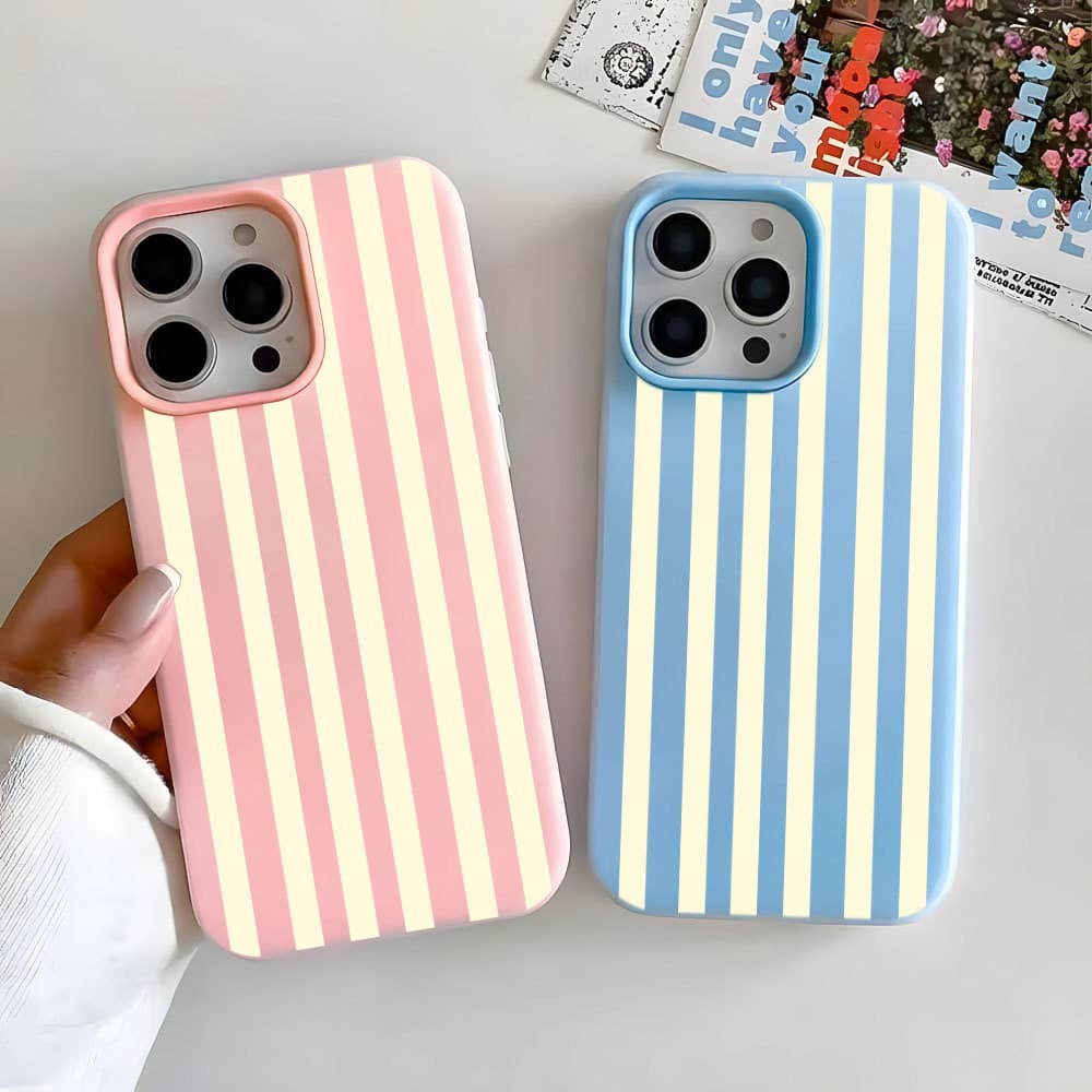 Capa De Telefone 2 Em 1 Com Listras Brancas Para  iPhone 17 17Air 16 15 Pro Max 14 Plus iPhone 11Pro Capinha