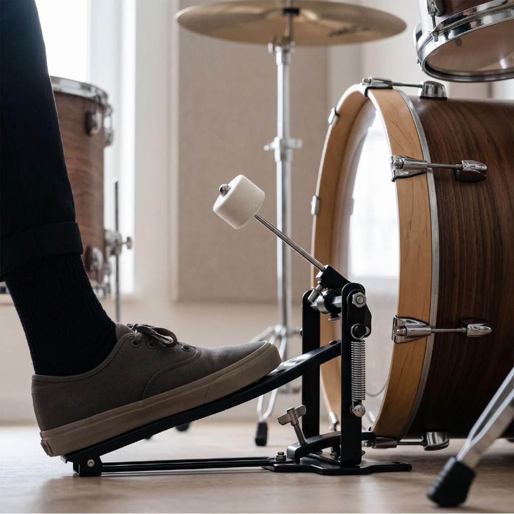 Pedal de bateria Baixo único universal com sistema de travamento ajustável Construção em aço Batedor reversível para