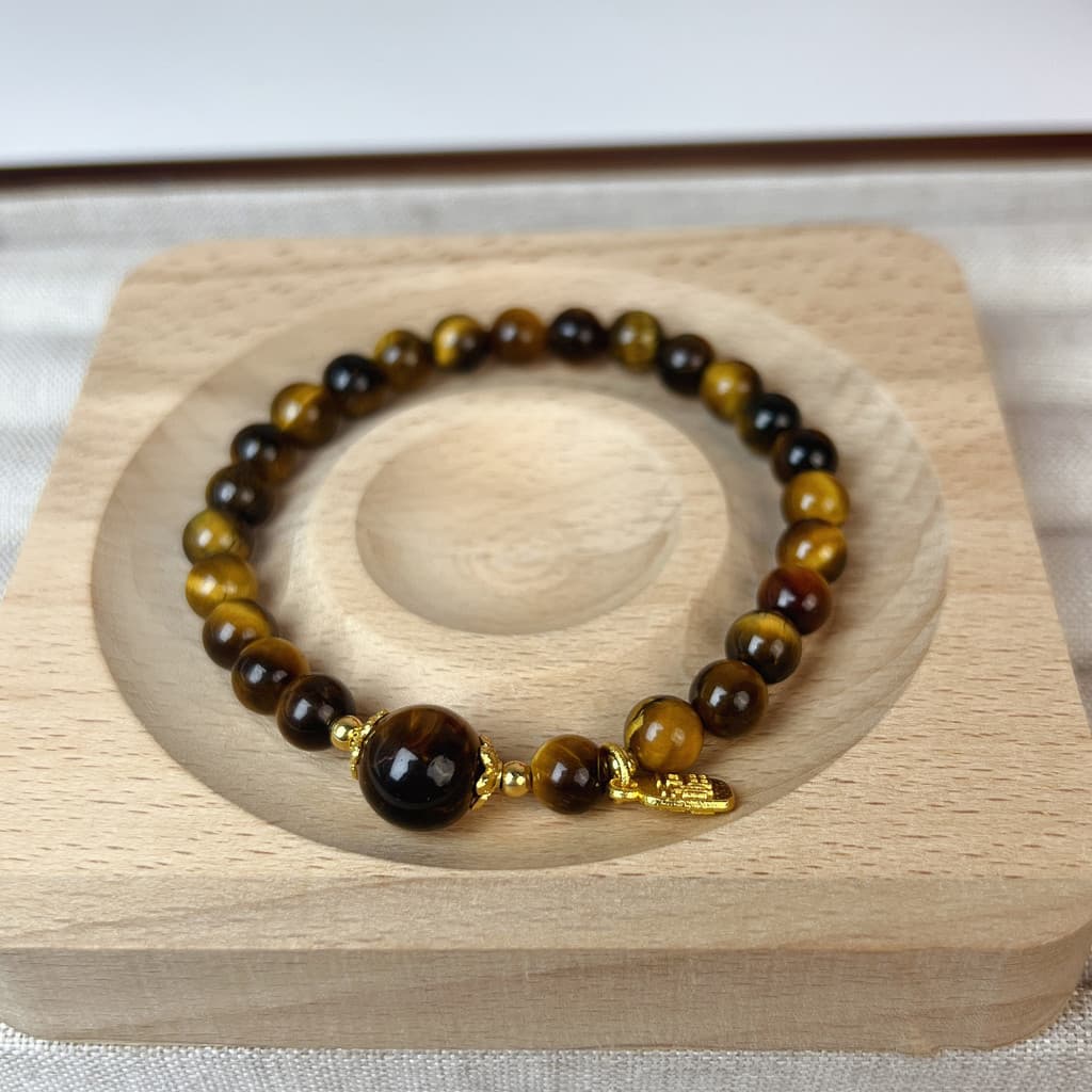 Elegante pulseira de alta qualidade com pingente de pedra olho de tigre, traz riqueza e boa sorte BMNF