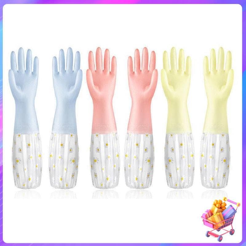 [Bom Negócio] 3 Pares Luvas De Limpeza Para Lavar Louça Antiderrapante Lavanderia Cozinha Jardinagem Domésticas Fáceis D