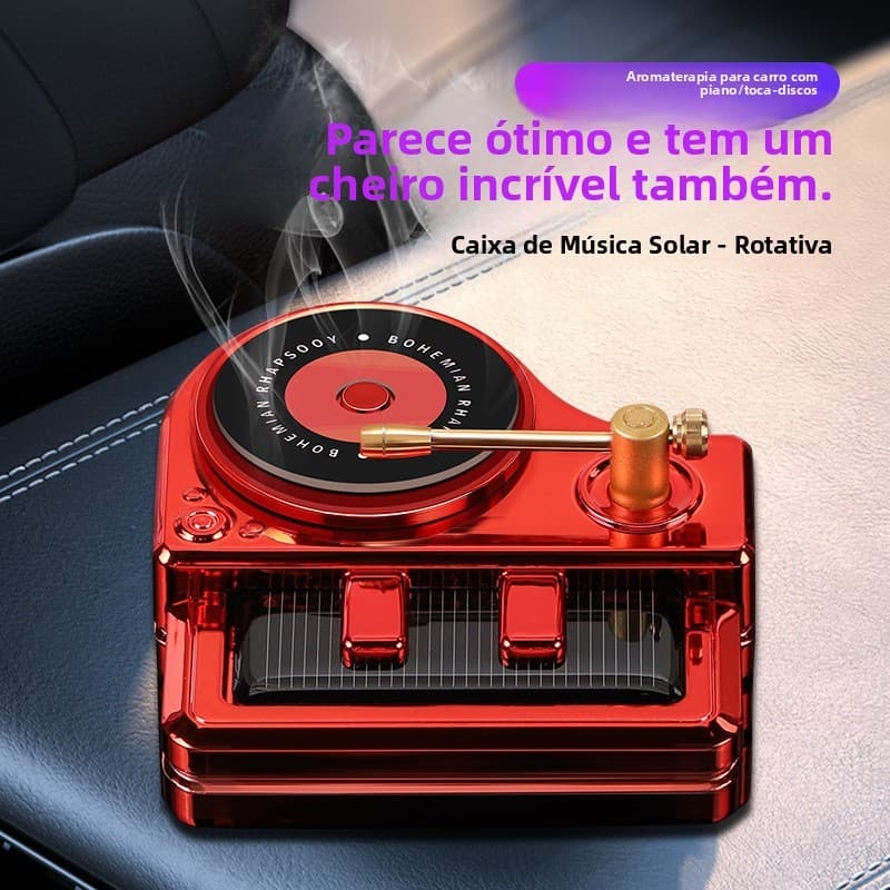 Ornamentos criativos da aromaterapia do carro Solar do Piano, toca-discos giratório da energia clara, decorações do carr