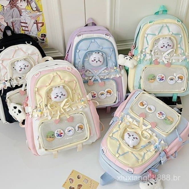 Mochila Estilo Coreano 2D, Grande Capacidade, Nylon, para Estudantes BJSV EVS9