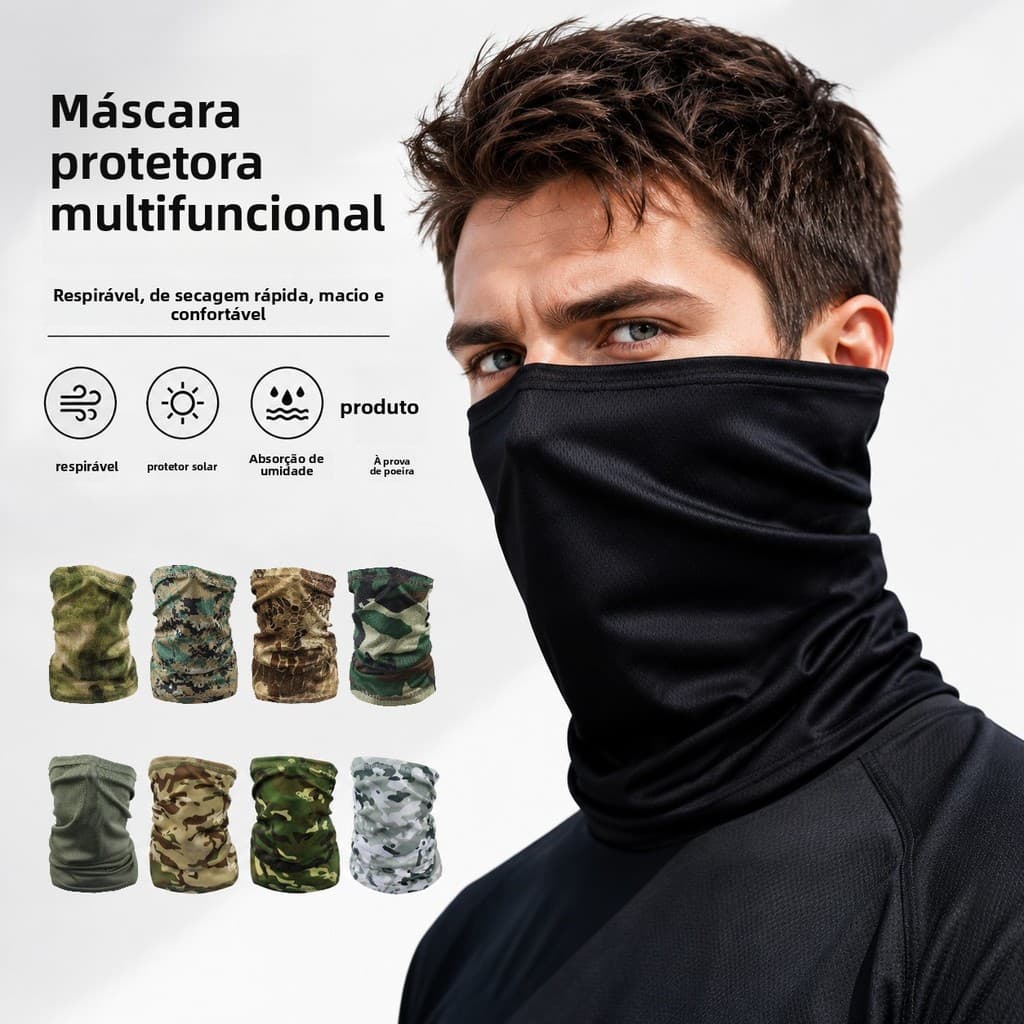 Máscara De Proteção Solar Camuflada Para Ciclismo , Polaina De Pescoço Respirável Guarda-Sol De Verão , Toalha Facial Es