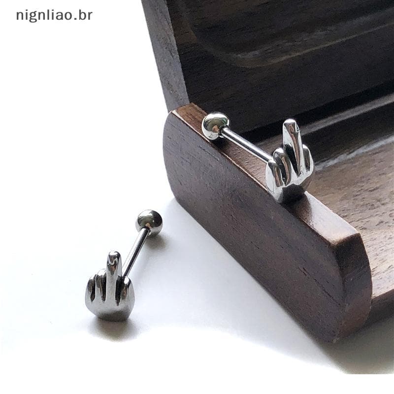 nignliao 1 Peça De Dedo Médio Gesto Língua Barra Piercing Anéis Joias Corporais Punk BR