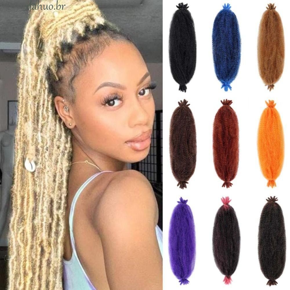 DAHUO 8 Fios Locs Springy Twist Hair , Sintético 24 Polegadas Marley Braiding Extensões De Cabelo