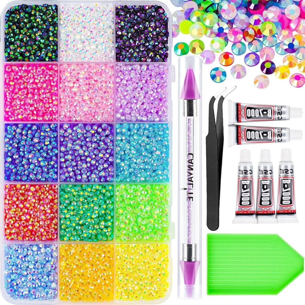 18000 Peças de Strass de Resina para Decoração, Gemas Arco-Íris Multicoloridas de 3mm com Fundo Plano, Cristais Decorati