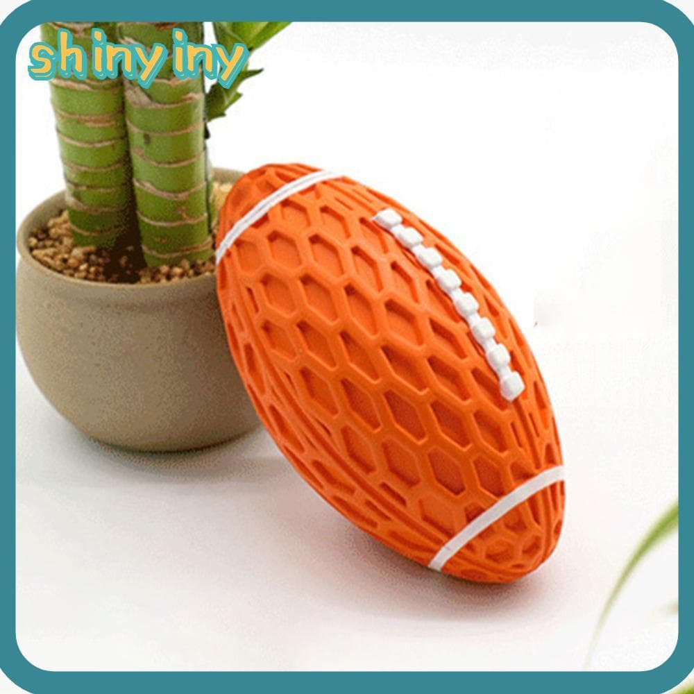 Bola De Rugby Estridente Brilhante , Brinquedo De Mastigar Para Cachorro Em Forma Oval Com Barulho Embutido Treinamento