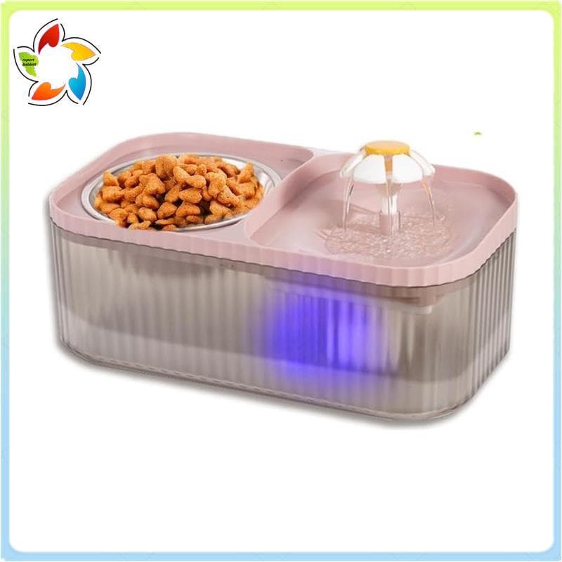 Fonte De Água Para Animais De Estimação , Dispensador Gatos 2 Em 1 E Tigela De Comida De Aço Inoxidável Automático Silen