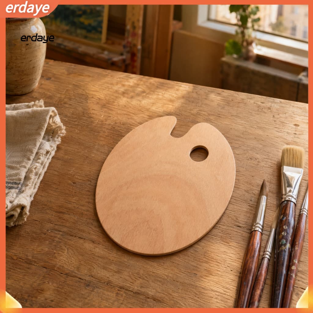 EYD-Paleta De Tinta Oval De Madeira Com Orifício Para Polegar Pintura Em Aquarela Acrílica A Óleo-Bandeja Artística Durá