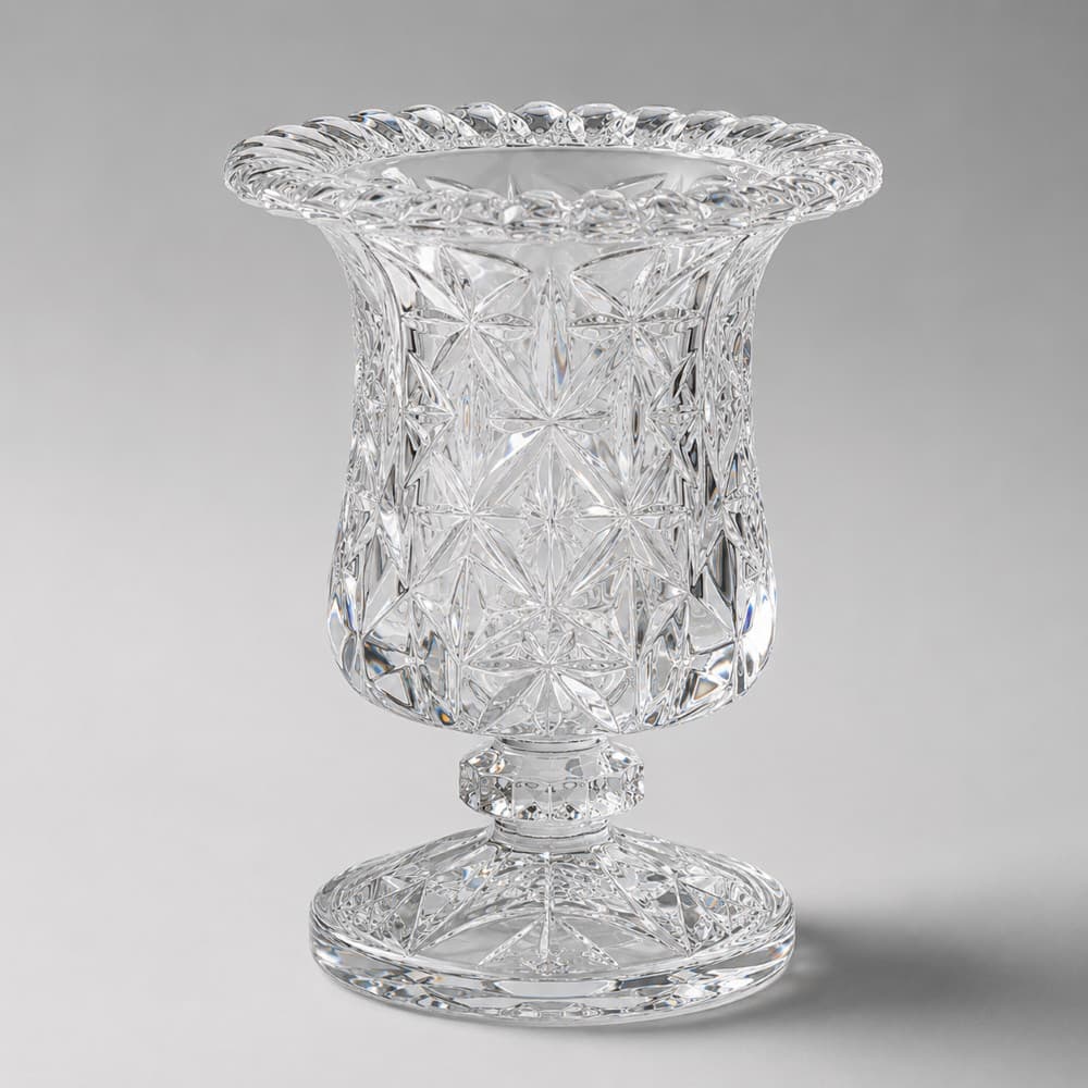 Kit 5 Vasos Decorativos de Vidro Com Pé Diamond 15cm para Flores