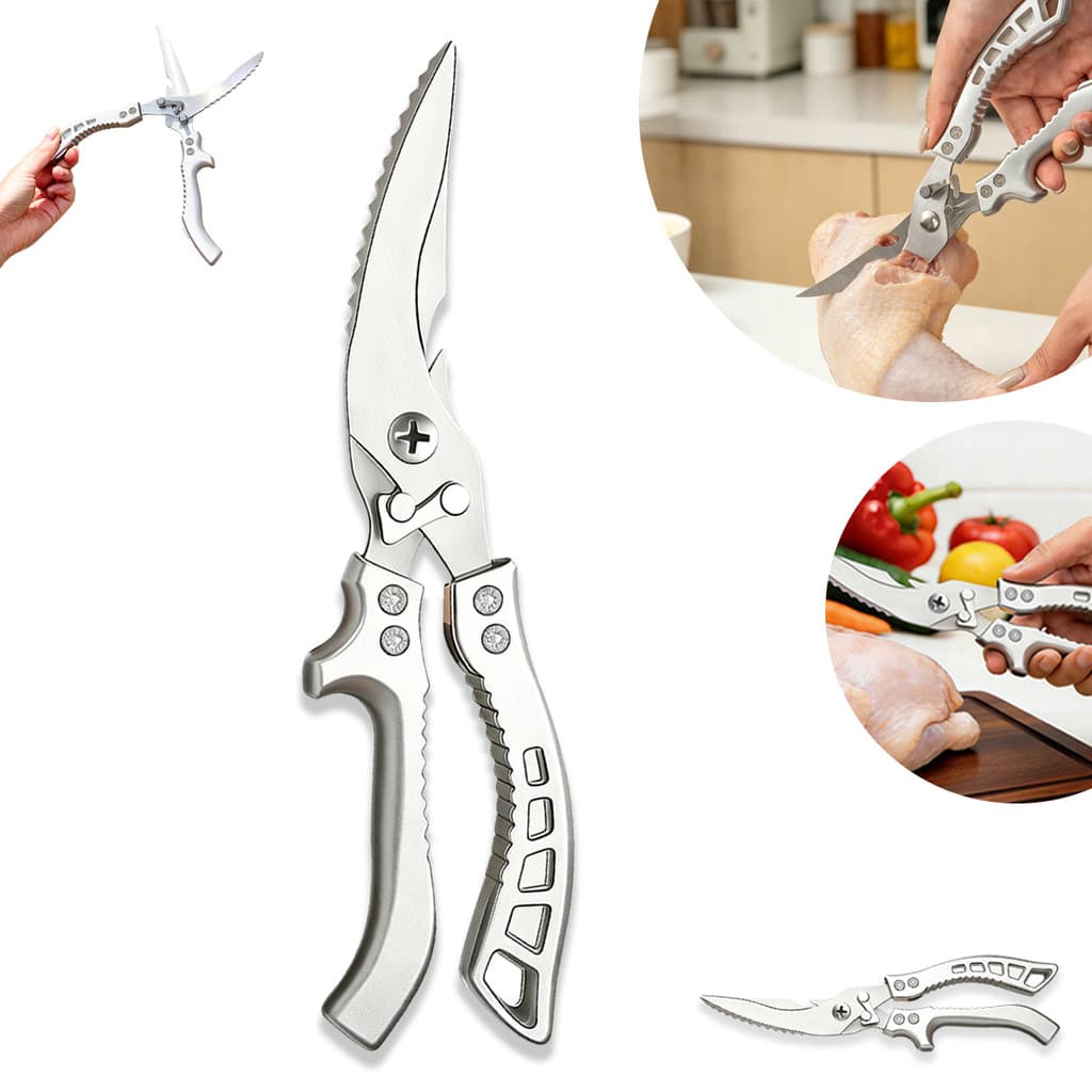 Tesoura Cozinha Multiuso Forte Aço Inox Corta Osso Frango Carne Legume Profissional