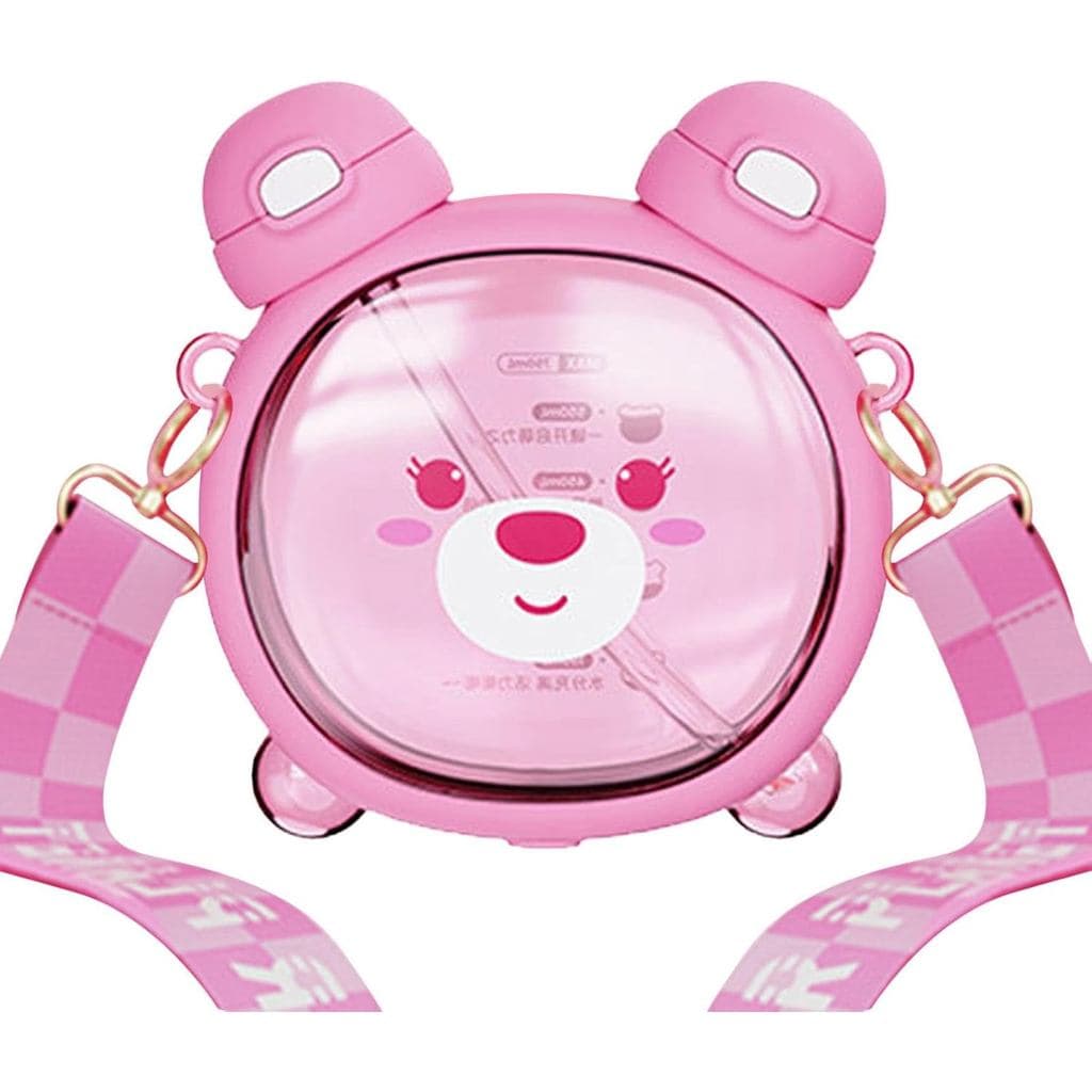 Garrafa de Água com Canudo em Forma de Urso, Garrafas de Água de Desenho Animado com Canudo, Garrafa de Água Fofa de 750