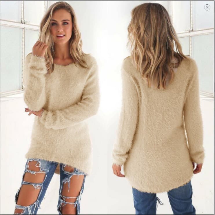 Suéter quente texturizado de pelúcia, Design assimétrico, pode ser combinado com Jeans rasgados para criar estilo Casual