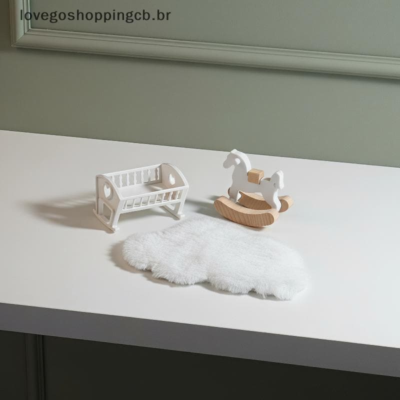 Conjunto De Móveis Para Mini Casa De Bonecas Em Escala 1 : 12 , Cavalo Roing Nuvem E Berço De Bebê , Acabamento Fino , D