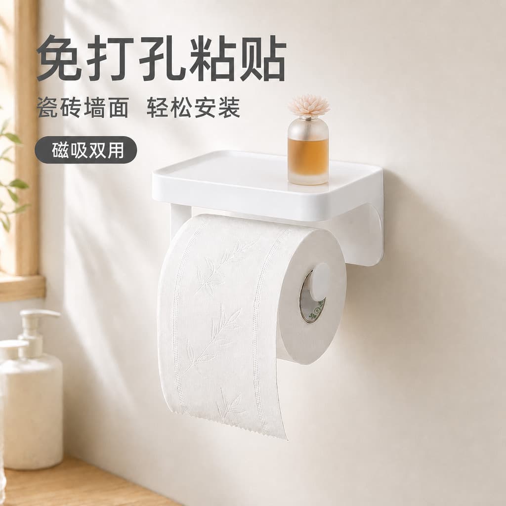 Suporte de rolo de papel higiênico estilo japonês, Rack de papel higiênico sem perfuração, suporte de papel higiênico pa