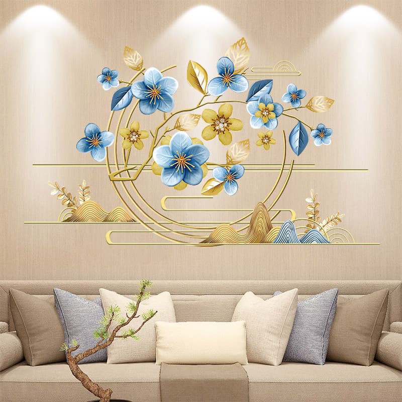 Novo estilo chinês quarto sala de estar decoração da parede TV fundo adesivos de parede papel de parede auto-adesivo est