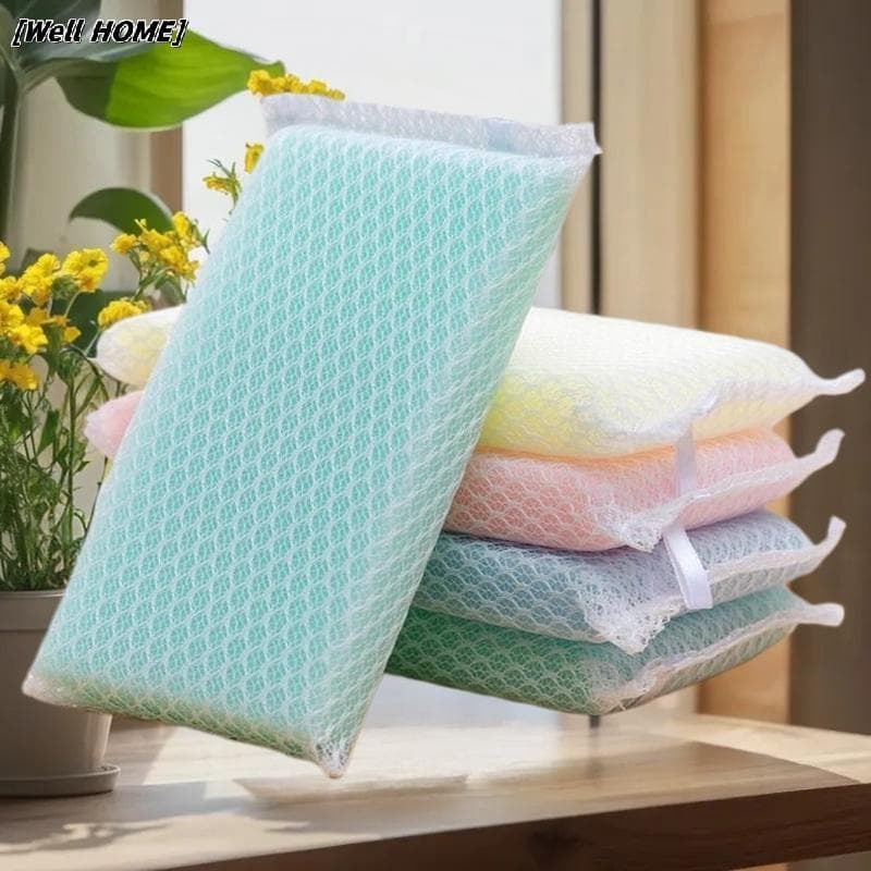 [Well HOME] 5/10Pcs Esponja De Prato Não Sti Esfregão Suprimentos De Limpeza Rede Resiliente Espuma Facilmente Para Espo