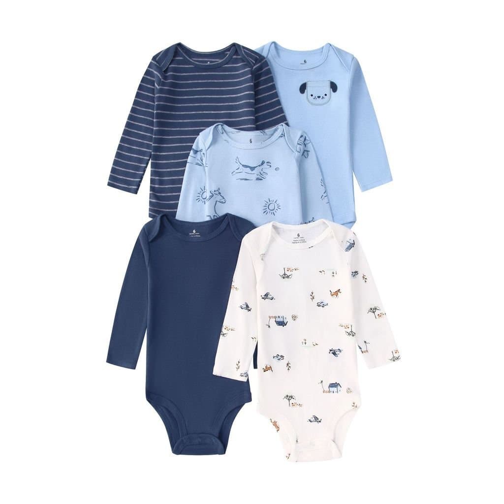 Conjunto de cinco peças de roupas infantis para primavera e outono, macacão triangular de manga longa para bebês JQEQ