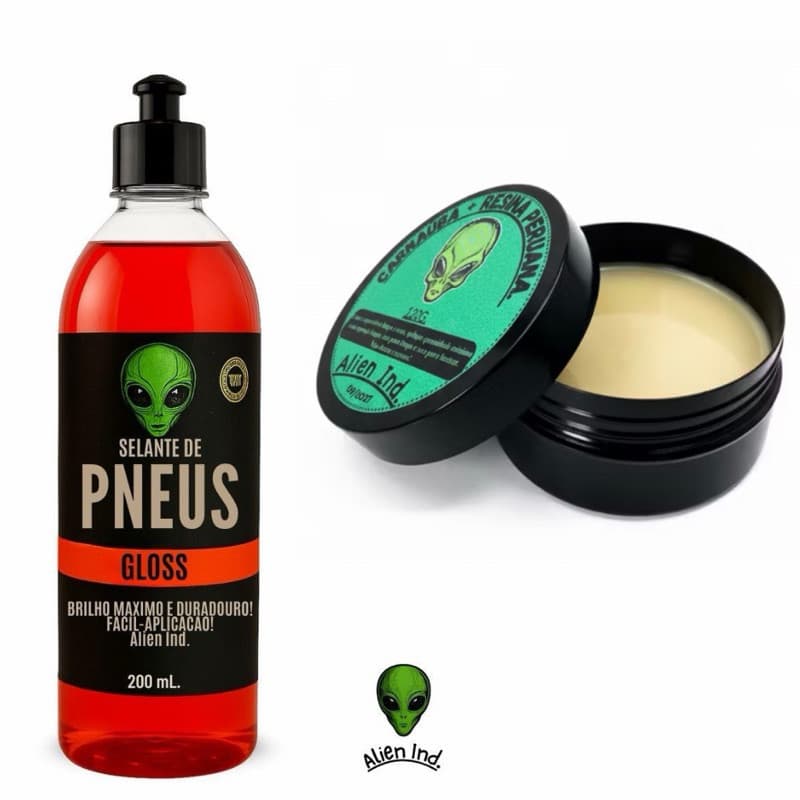 KIT Pretinho Selante  + Cera Revitalizadora Painel Plástico Pára-choque Alien Ind