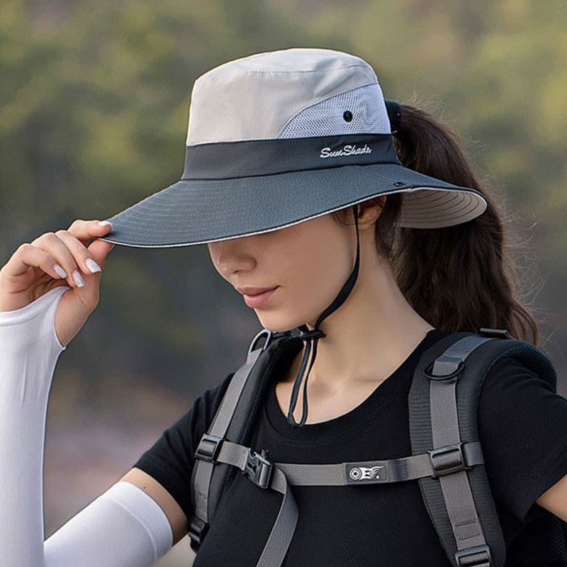 Chapéu de Pescador Feminino de Verão 2023 com Proteção UV e Aba Larga, Chapéu de Sol, Chapéu Protetor So UHGW